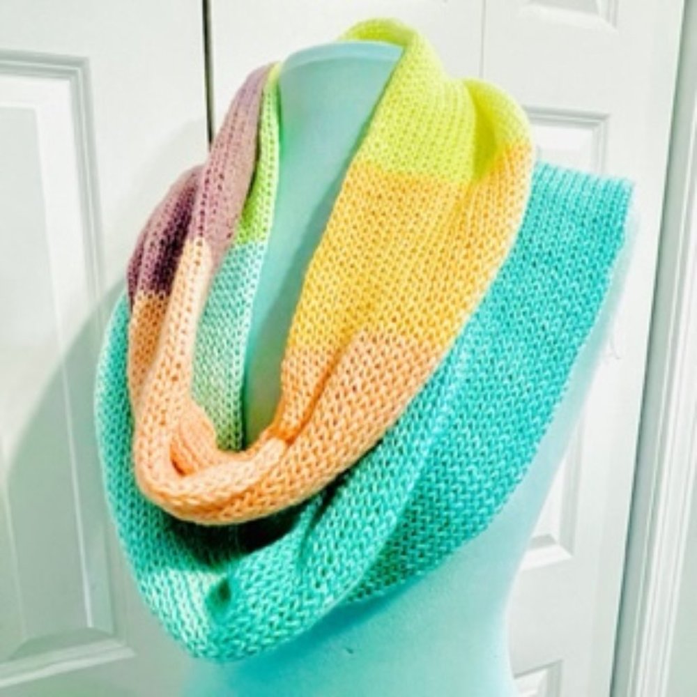 Rainbow knit scarf- Adult Scarf - handmade scarf- Multicolor Scarf -Winter Scarf